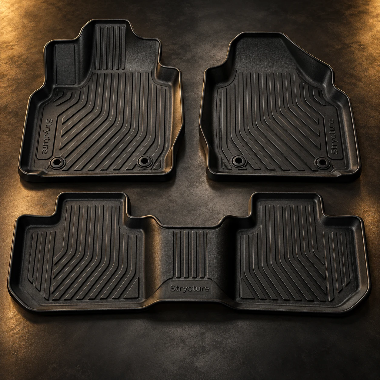 Contour Ridge, Onyx black, Three-piece molded set