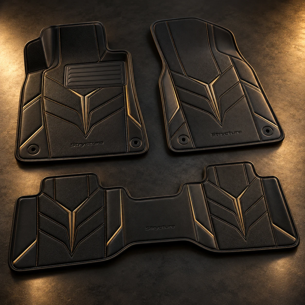 Grand Touring Crest, Black / gold, Three-piece panel set